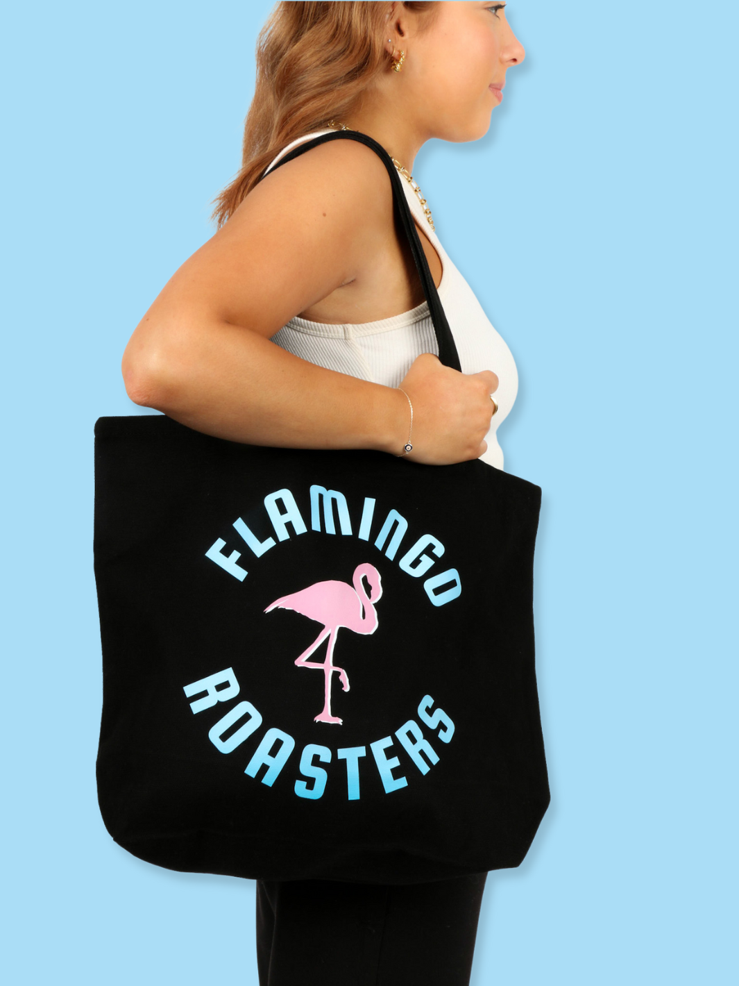 FLAMINGO TOTE BAG BLACK